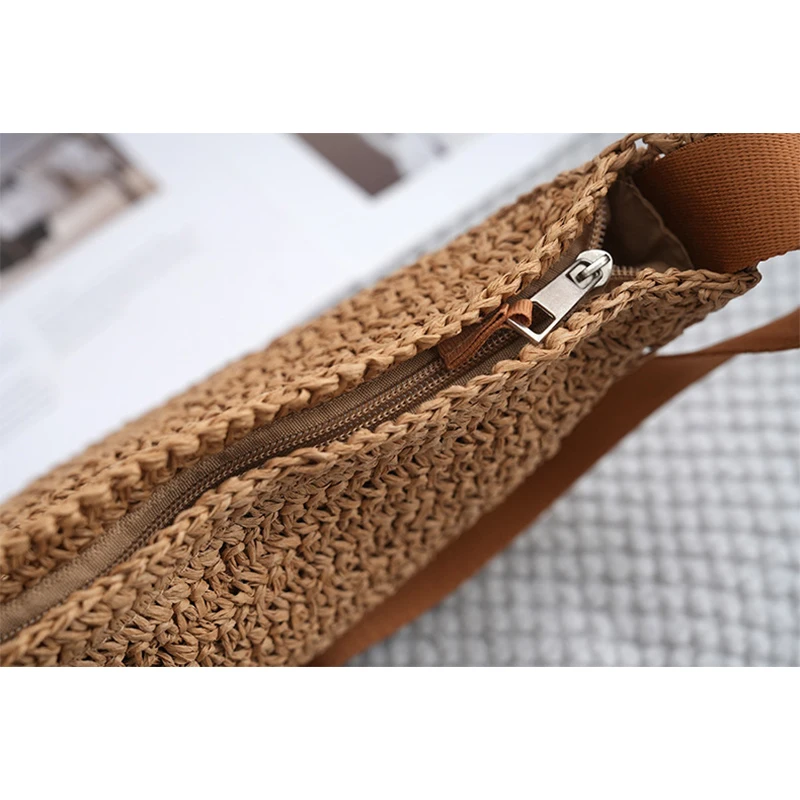 sac à main en paille tissé pour femme, bandoulière hobo, vacances d'Été, plage, ix, poudres sous les bras, sangle réglable