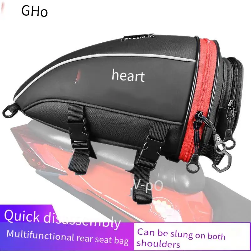 sac arrière de moto en cuir pu, sac de selle, sac de siège arrière, sac à bandoulière, sac d'équitation de voyage de course de moto, sac à main