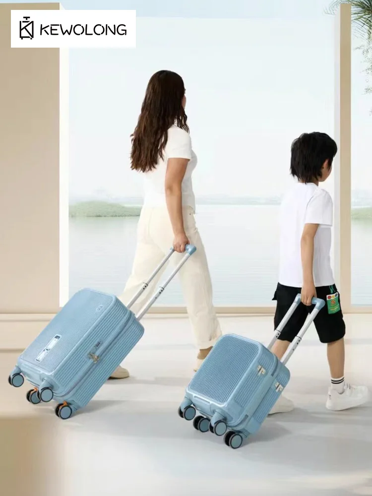valise de coffre pour enfants, ensemble de bagages pour enfants de 20 + 14 pouces et 24 + 14 pouces, bagage de cabine pullman de couleur arc en ciel avec poussette