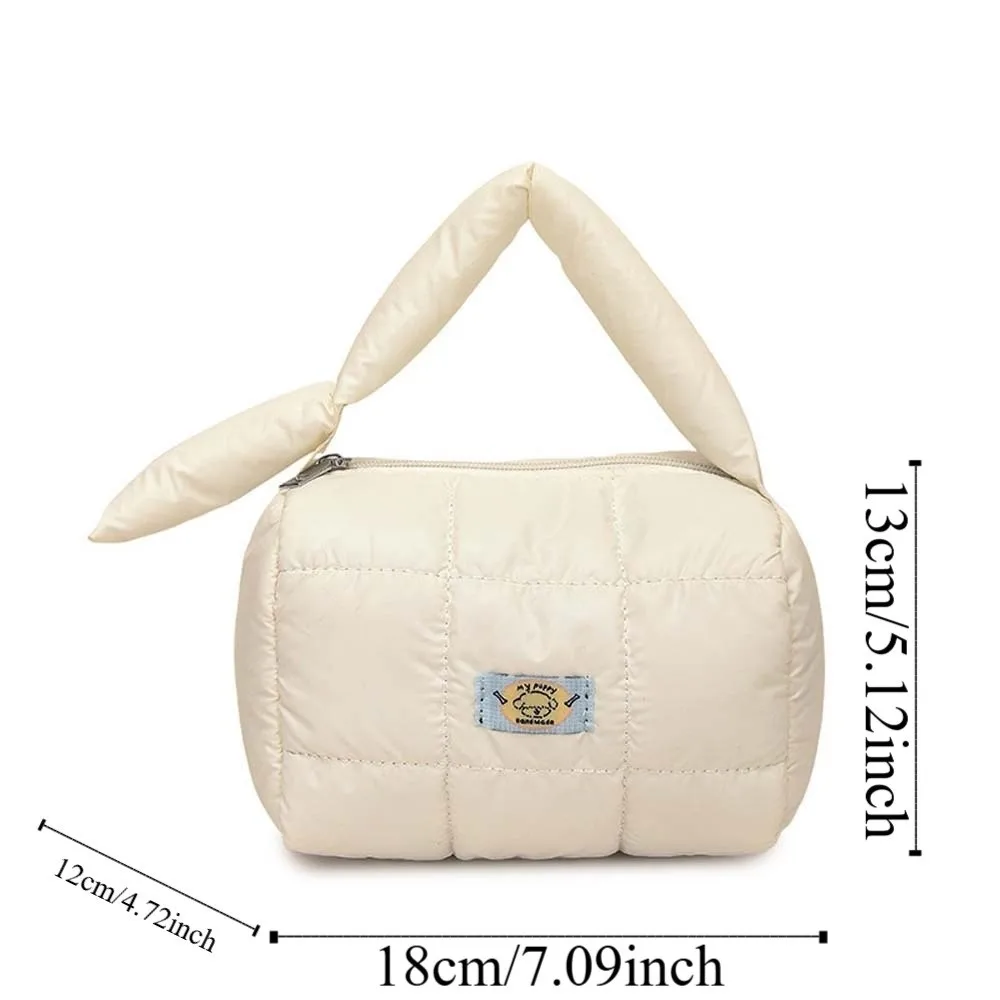 sac à main carré matelassé à grille plissée en nylon pour femmes, fourre tout bouffant de grande capacité, couleur unie, léger