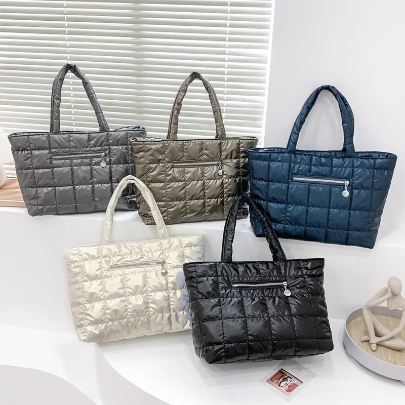 sac fourre tout à la mode pour femmes, grande capacité, sac à main matelassé à carreaux, parfait pour les sorties quotidiennes, les voyages, les déplacements au travail, etc.