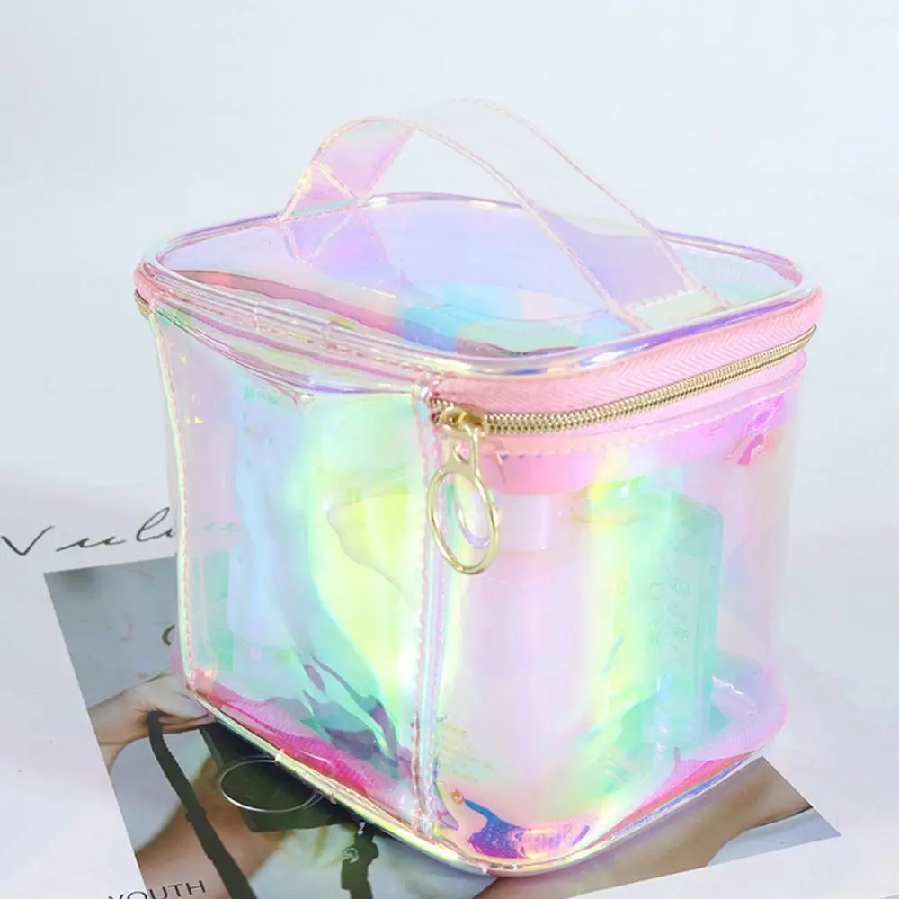 sacs de toilette transparents colorés, sac de rangement polyvalent, seau rond et carré, sac de grande capacité, cube d'emballage de voyage en plein air