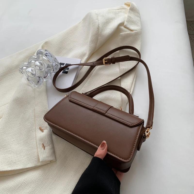 sac à main en cuir pu pour femme, sac à bandoulière, sac sous les bras vintage, cartable carré, noir, mode initiée