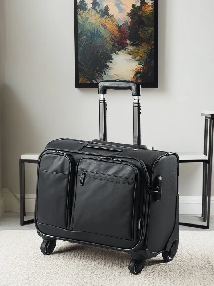 bagage roulant d'affaires pour hommes, sac de voyage à roulettes de 15.6 pouces, valise super étanche pour pilote
