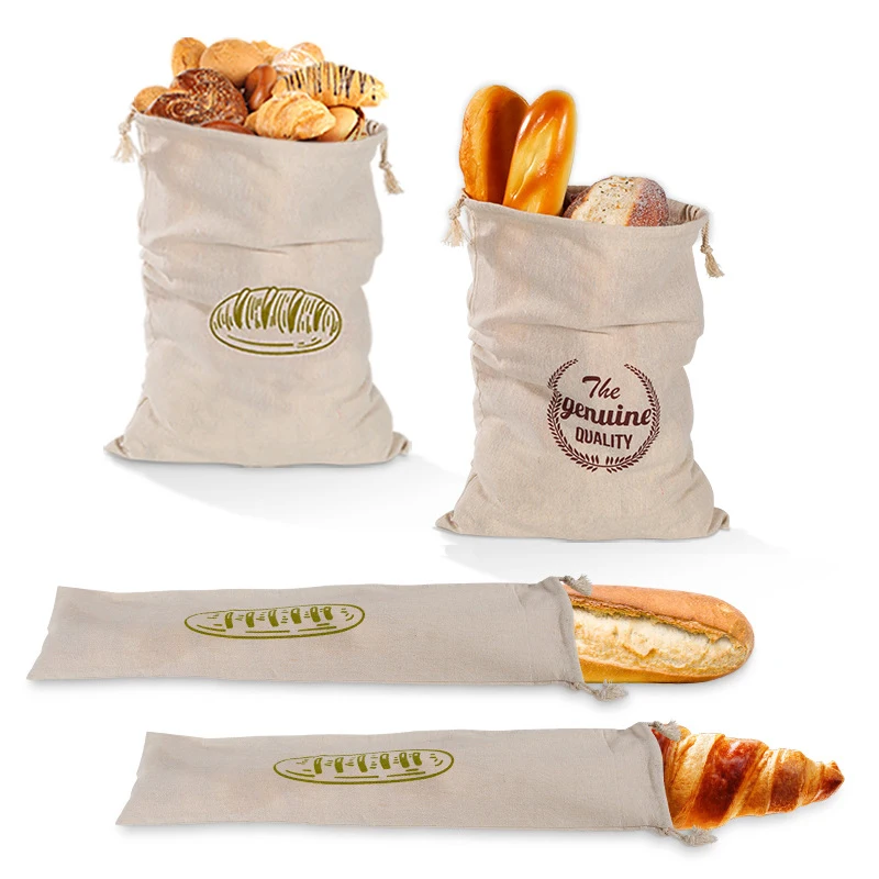 sac à pain en lin, sacs réutilisables pour pain, sacs à cordon, sac de rangement de pain artisanal fait maison, sac baguette, conteneurs de stockage des aliments