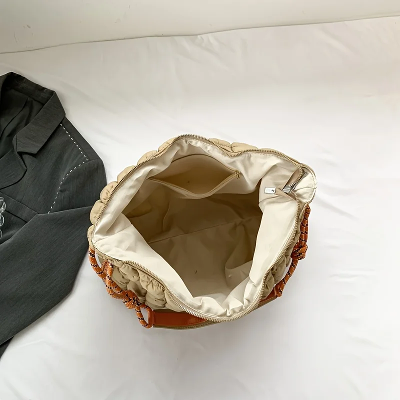 2023 sac à bandoulière matelassé, grand fourre tout avec fermeture éclair. rose vif, kaki, blanc, violet, noir. sac à main pour femme à la mode, achetez maintenant!