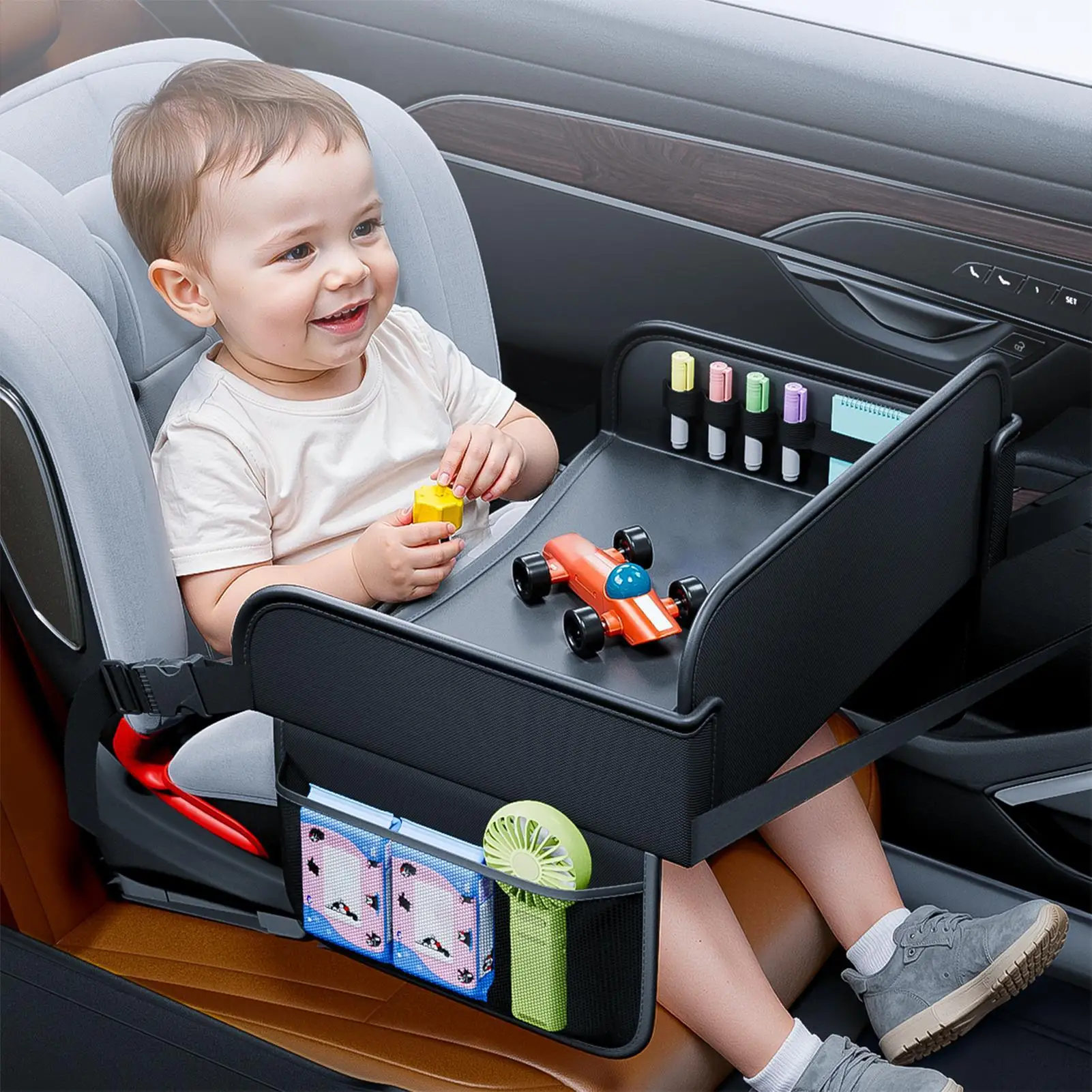 Plateau de voyage pour siège de voiture, plateau de voyage en cuir pour enfants, dossier de siège de voiture, table à manger pour enfants, accessoires d'intérieur de voiture