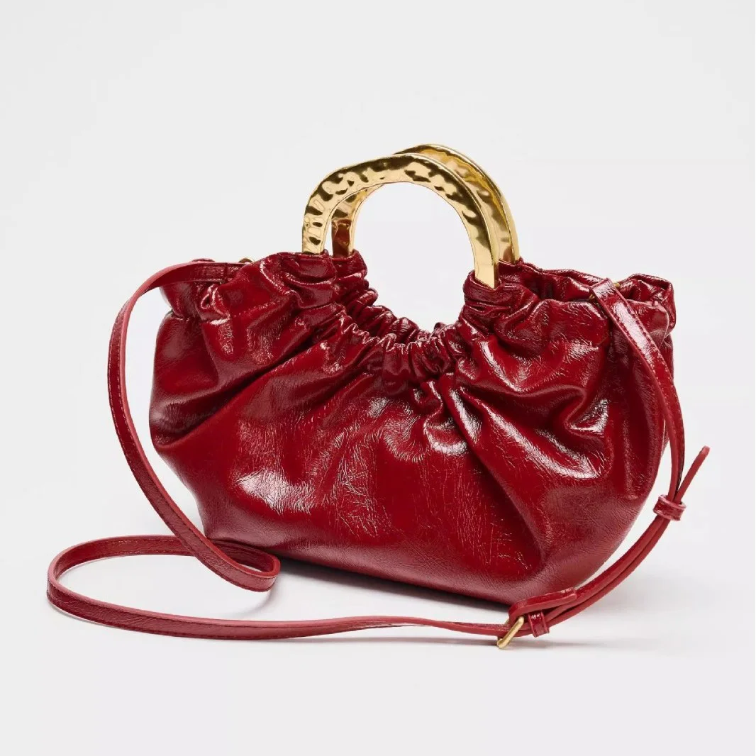sac à main froncé, pochettes à poignée en métal à la mode, sacs à main pour femmes, sac à bandoulière design de luxe, petits fourre tout pour dames