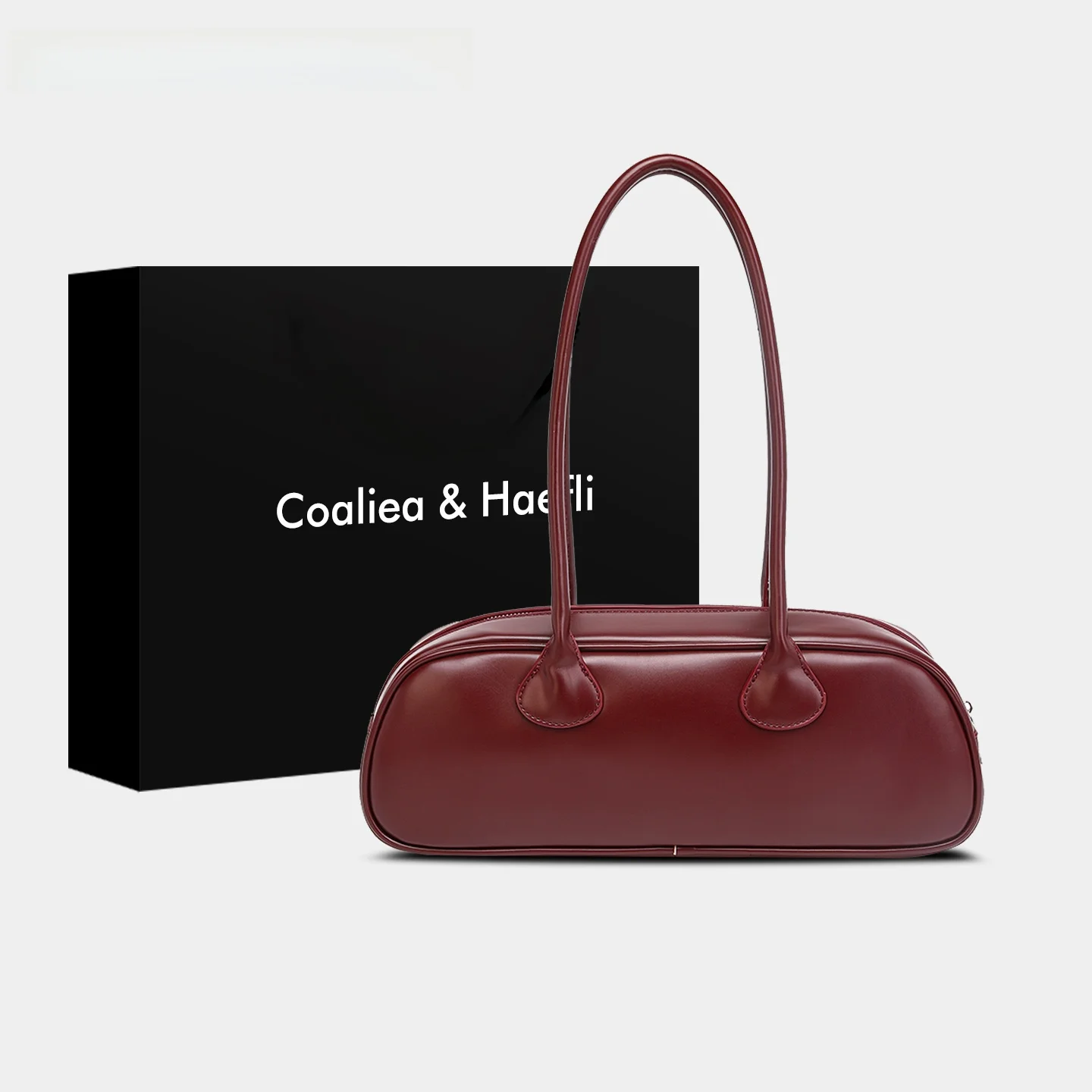 sac à main boston de bowling à bandoulière de créateur de pain français rouge pour femmes, cuir pu, sac à bandoulière élégant de style européen de banlieue