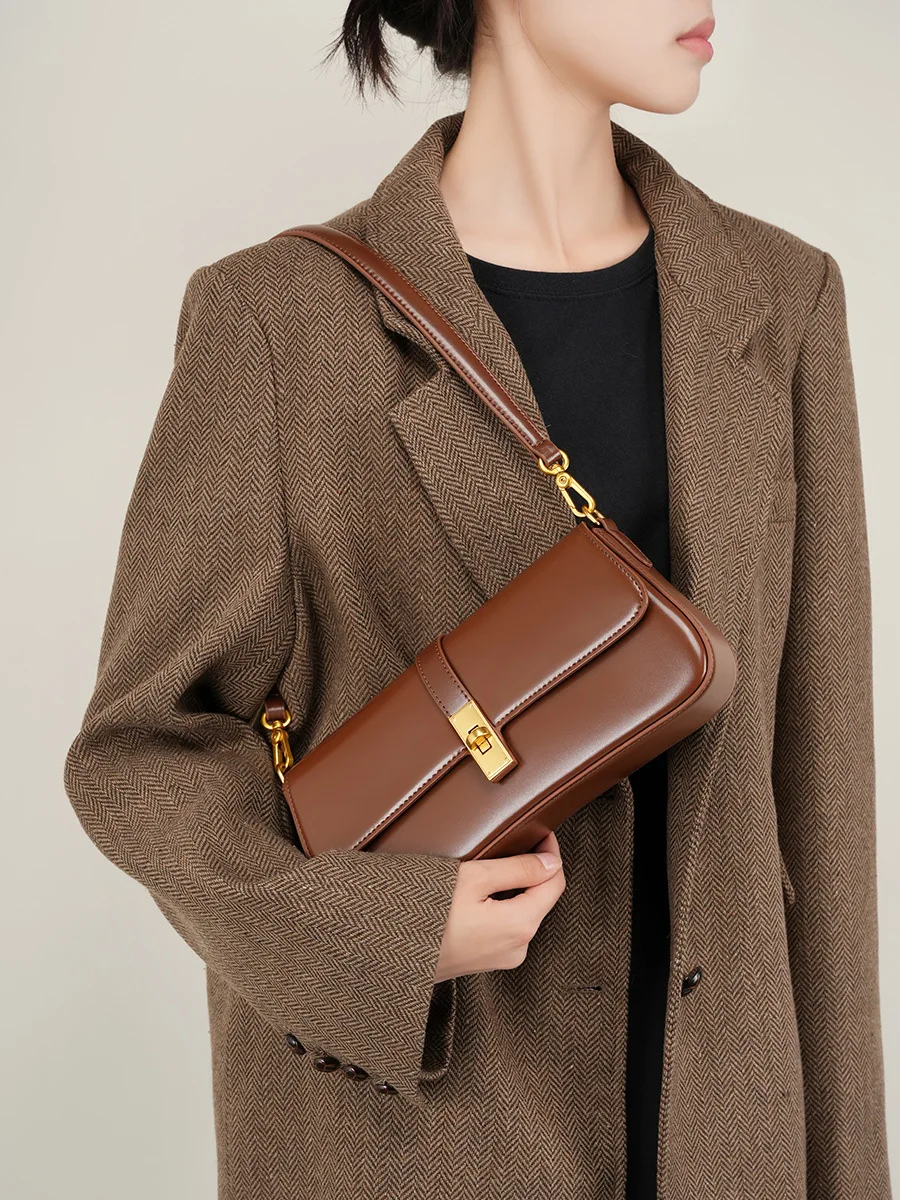 Sac à aisselles Baguette en cuir haut de gamme pour femmes, sac à bandoulière polyvalent à bandoulière unique, accessoire de mode pour 2025