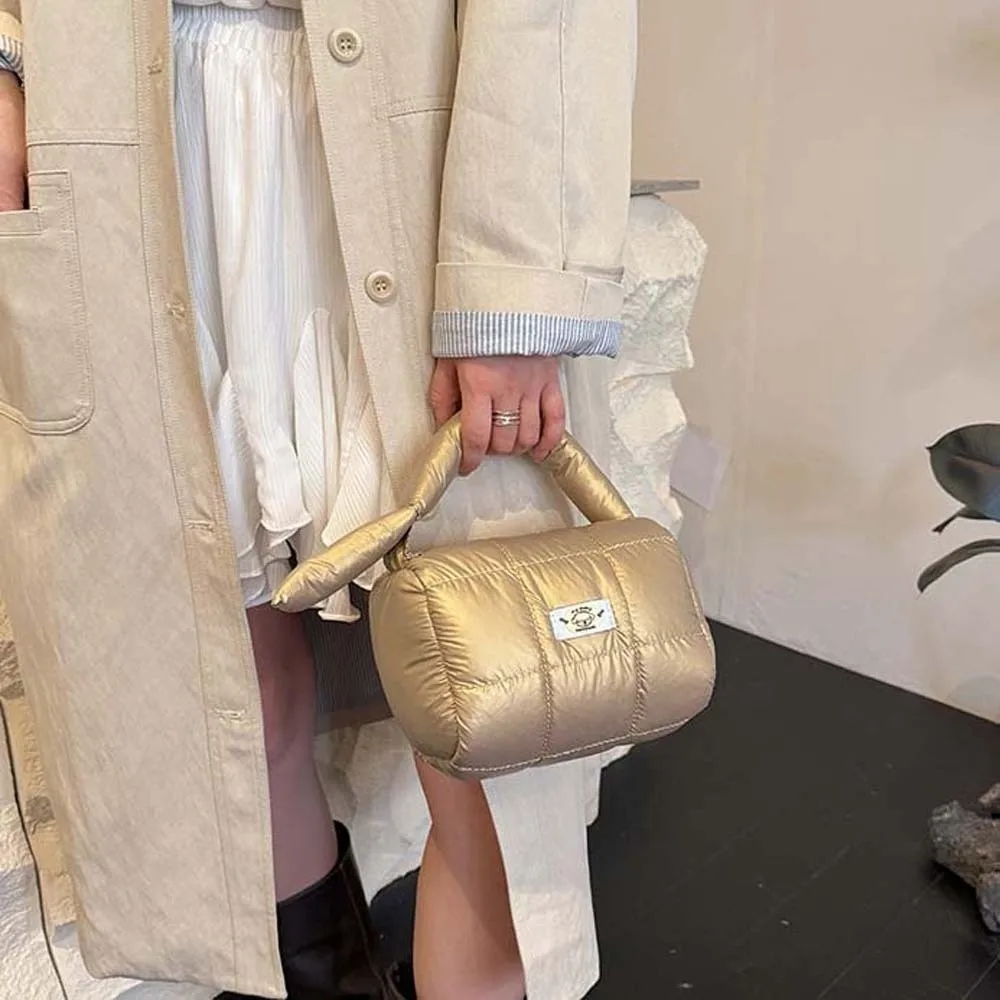 Sac à main matelassé à grille plissée en Nylon, organisateur de cosmétiques léger à main, grande capacité, grille épaisse, rangement de sac à main