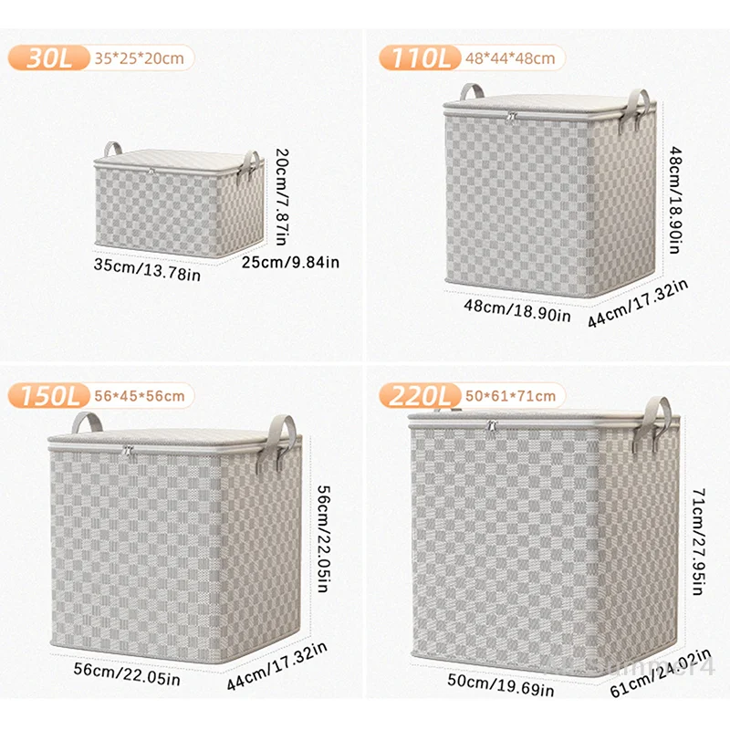 sac de rangement de couette non tissé avec couvercles, fermeture éclair, vêtements pliables, bacs de couette, conteneur de grande capacité, sac anti poussière, organiser