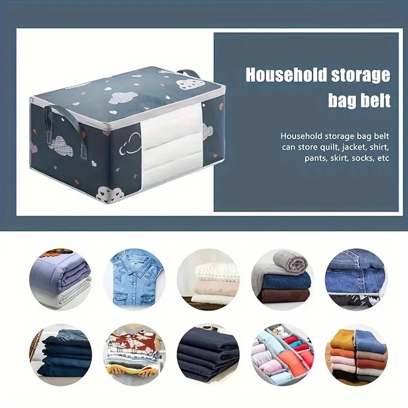 grand sac de rangement pliable non tissé 1 pièce – couette en tissu anti poussière et organisateur de vêtements avec fermeture éclair et poignées faciles à transporter