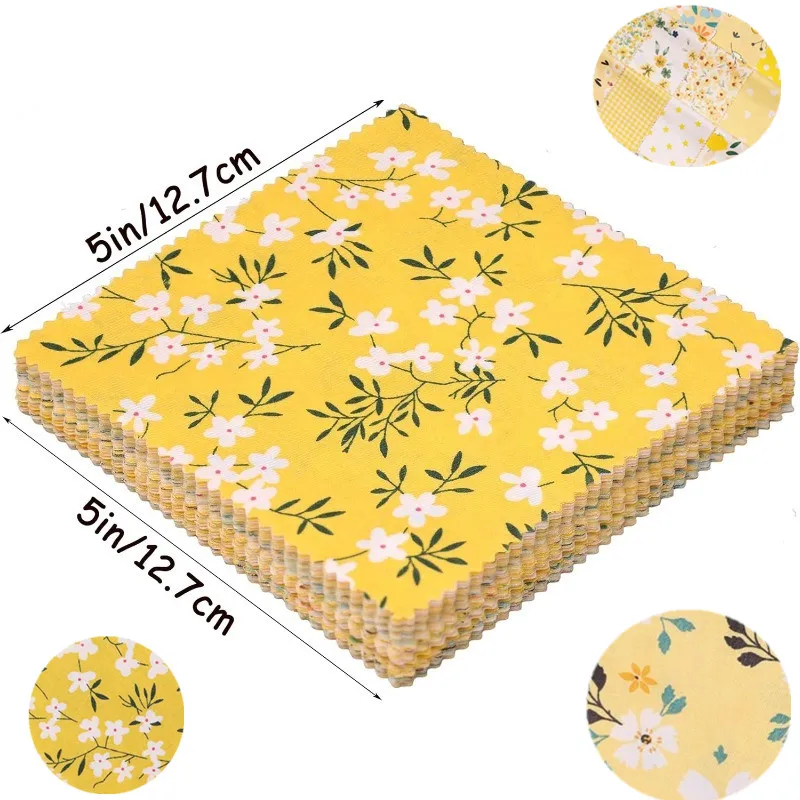 40 pièces sac à breloques matelassé, carrés en tissu pur coton 12.7x12.7 cm patchwork floral matelassé prédécoupé pour la couture artisanat bricolage