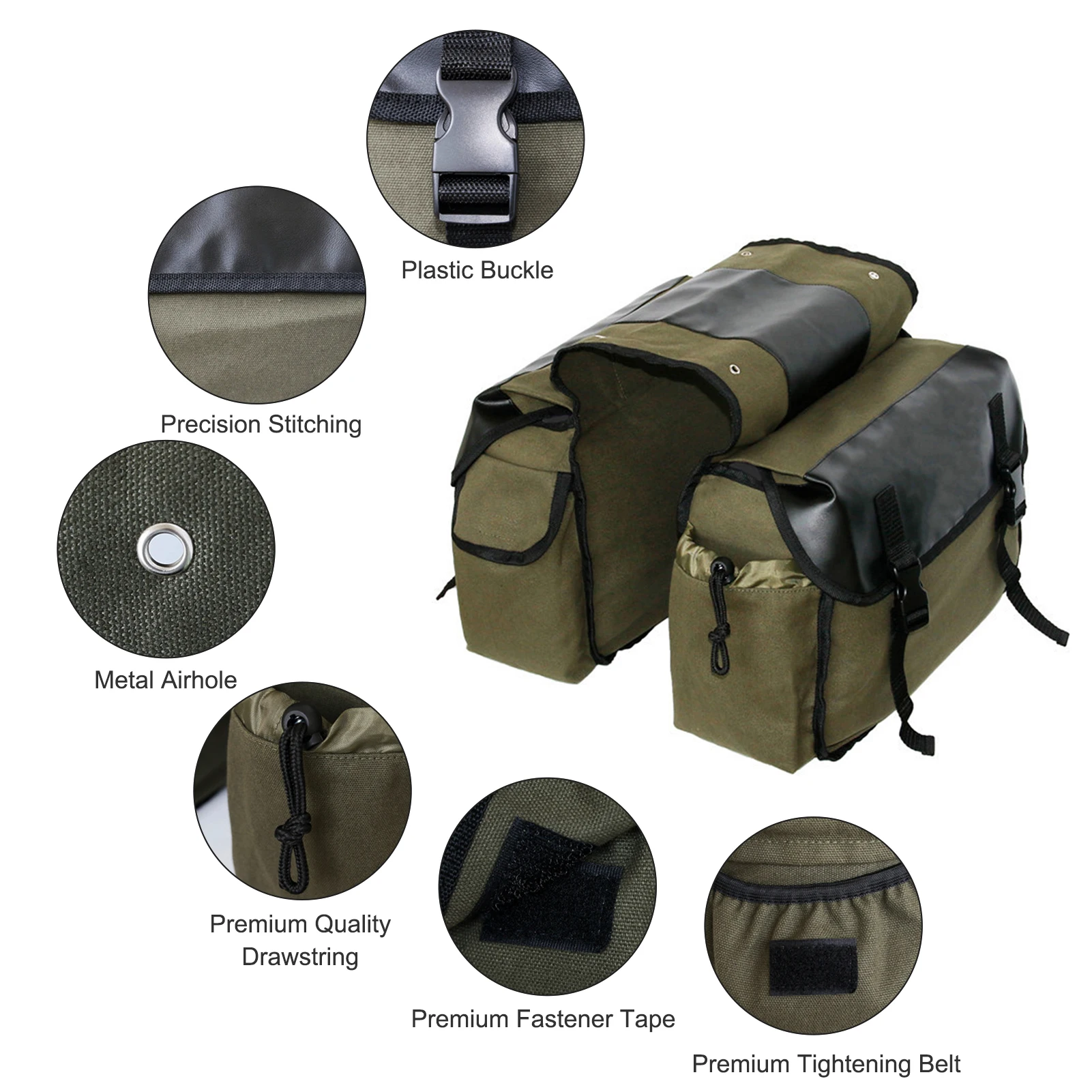 hurbike sac de selle de grande capacité pour moto, sacoches de voyage en toile Étanche, boîte à outils latéraux, poudres pour hurbike