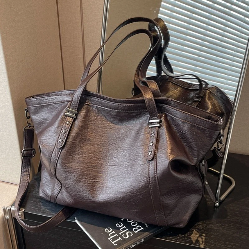Sacs fourre-tout de grande taille pour femmes, en cuir PU souple, couleur Pure, grande capacité, sac à bandoulière, sacs à main de haute qualité
