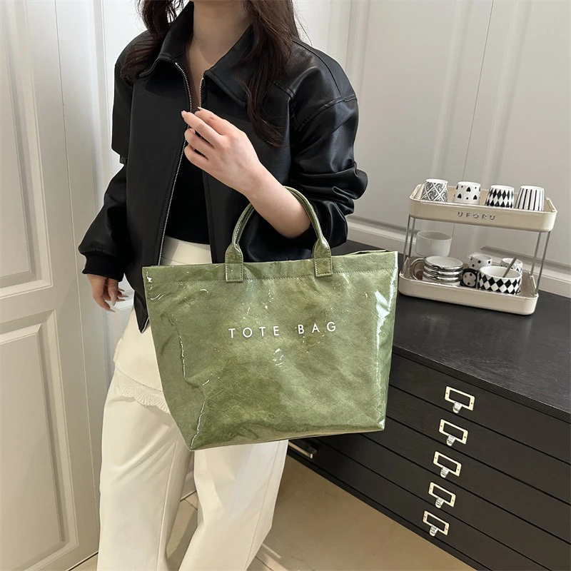 sac fourre tout, lettre rétro, sac à main polyvalent décontracté, minimaliste transparent, simple, banlieue, sac de grande capacité pour femmes