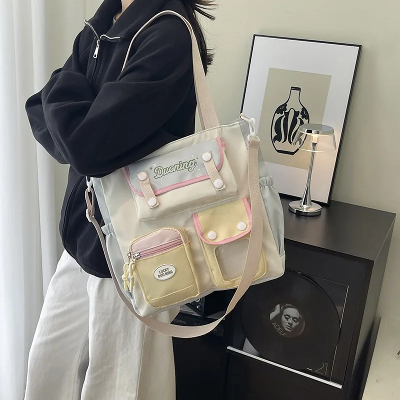sac à bandoulière élégant pour filles, sac à poignée de transport de grande capacité pour écoliers, texture sacs simples pour voyage