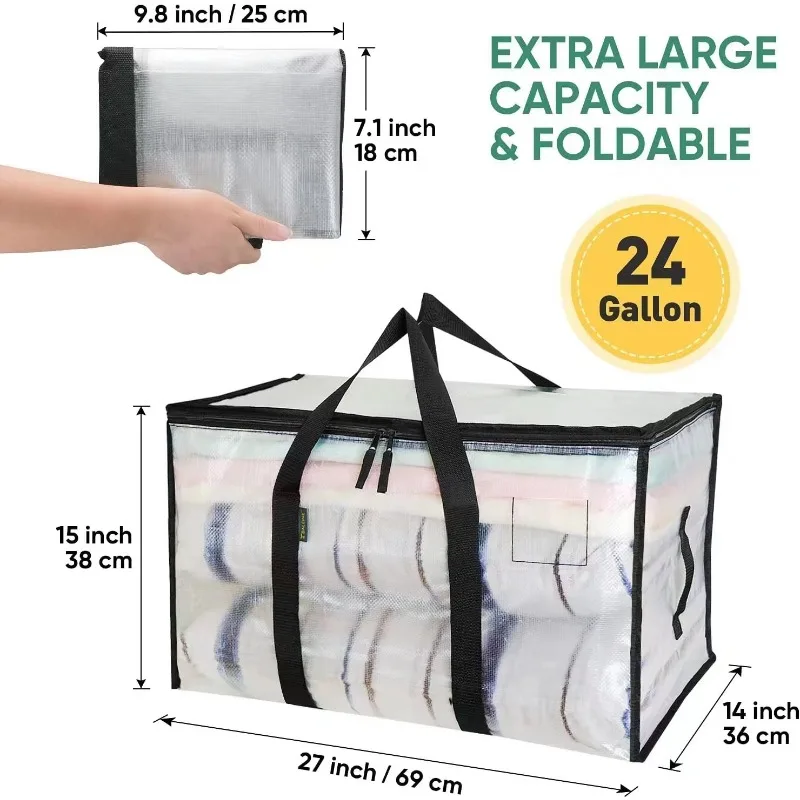 sac de rangement de couette de grande capacité, sac de tri de vêtements de couette transparent, sac d'emballage mobile pour bagages, artefact spécial