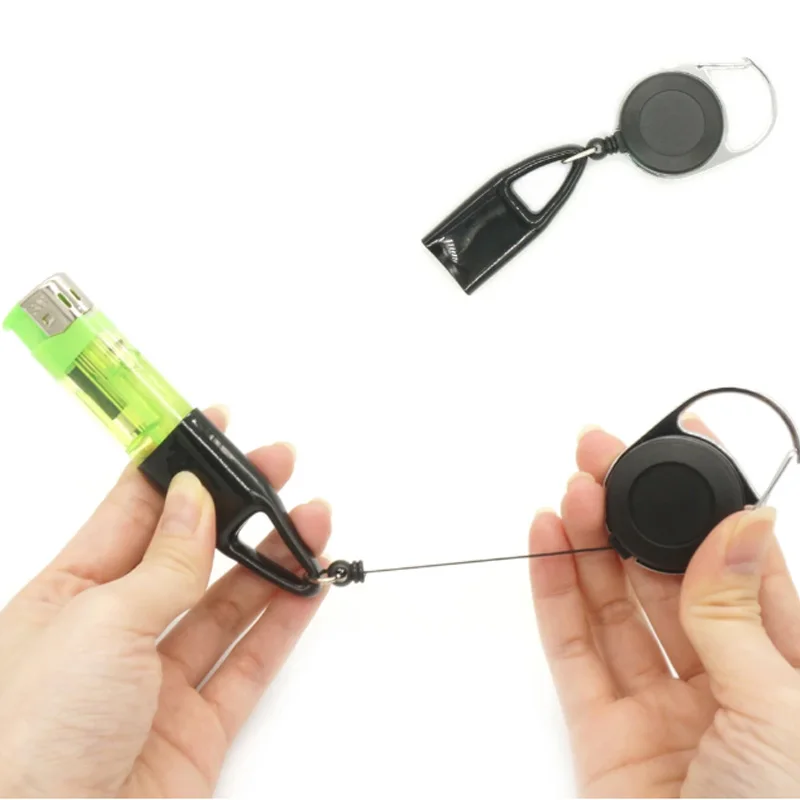 Étui pour briquet créatif, housse de support de sac, sac de ceinture avec porte clés, clip de corde rétractable, étui pour briquet