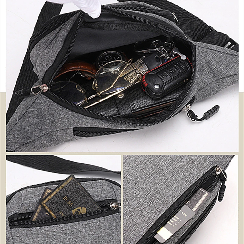 sac de poitrine étanche pour hommes, sac de sport de plein air, pochette en toile, sac de taille de style coréen, pochette banane à bandoulière