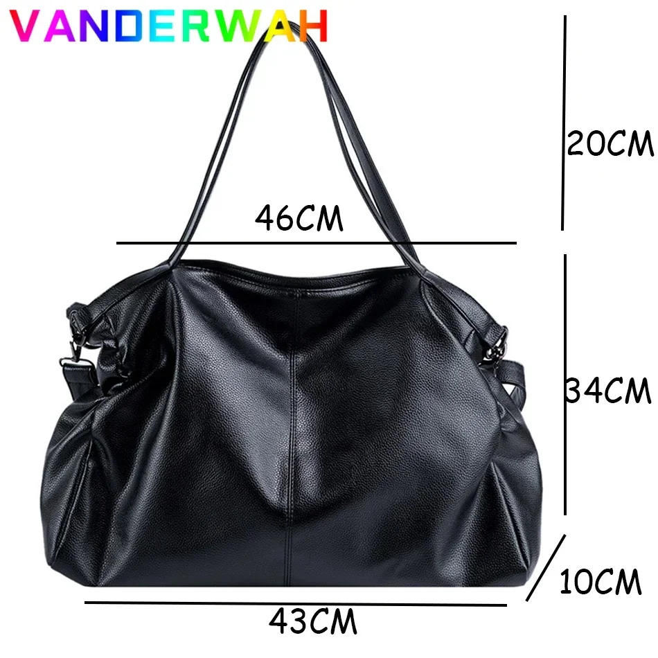 grands sacs à bandoulière noirs pour femmes, sac de shopping hobo, couleur unie, sac à main en cuir pu de qualité, fourre tout de voyage pour dames, 2024