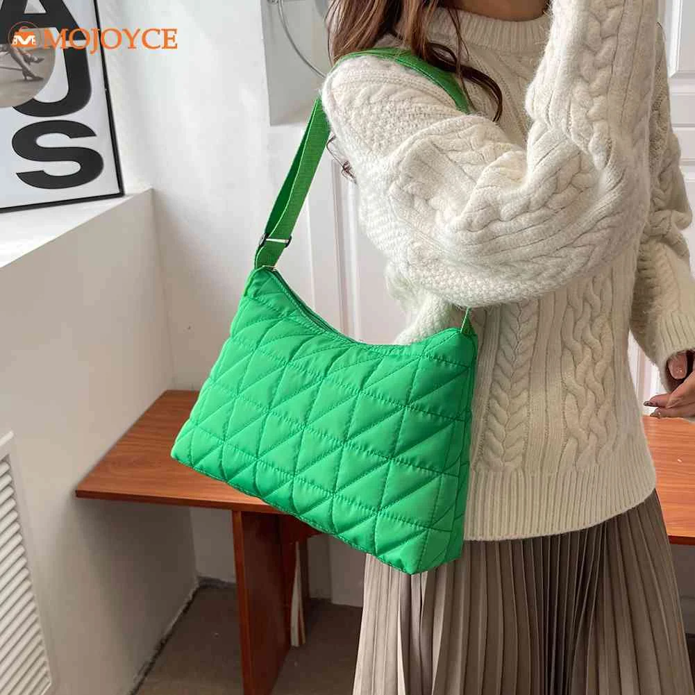 sac à main matelassé en coton pour femmes, sacs rembourrés, motif géométrique, design de chaîne, sac à bandoulière, bourse de shopping pour dames