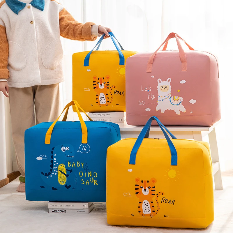 sac de rangement de couette, sac d'emballage mobile, tissu non tissé, sac de rangement de couette d'étudiant de grande capacité, sac à main portable de dessin animé