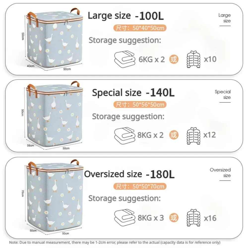 sac de rangement pour couette de vêtements, grande capacité, pour le ménage, dortoir mobile, motif de dessin animé, polochon, ceinture d'emballage