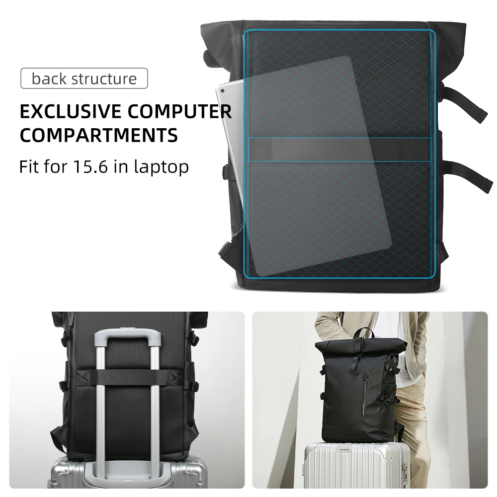 hk sac à dos de voyage extensible hommes grande capacité étanche 15.6 "sac pour ordinateur portable sac à dos de randonnée sac à dos de cyclisme avec port usb