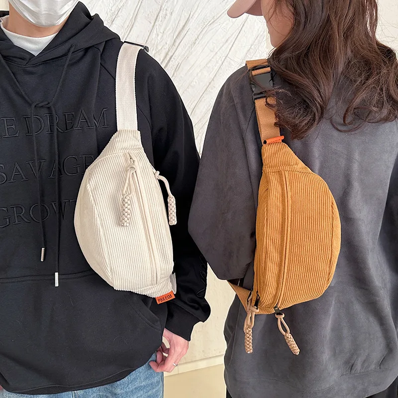 nouveau sac de poitrine simple à la mode couleur unie fanny pack sac de sport décontracté sacoche en velours grande capacité étudiant