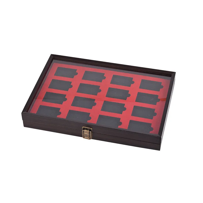 Boîte de rangement pour briquet à 16 fentes, présentoir pour briquet en bois, étui anti-poussière, cadeau à la mode, boîtes de rangement pour la maison