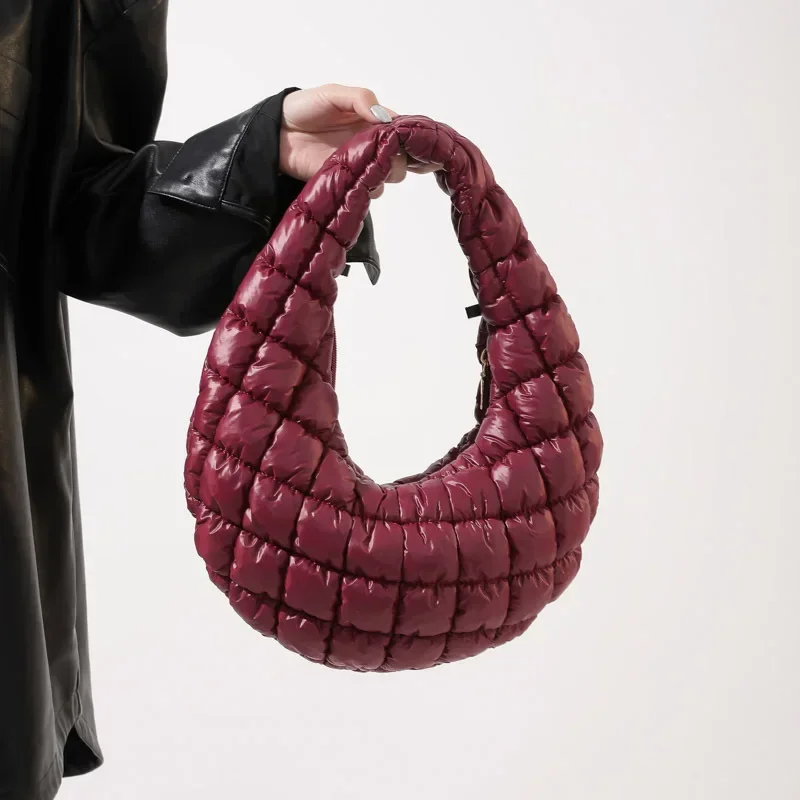 sac à main matelassé en fil brodé pour femmes, mini sacs à main plissés en nuage, pochette légère rembourrée, petits sacs à bandoulière en coton