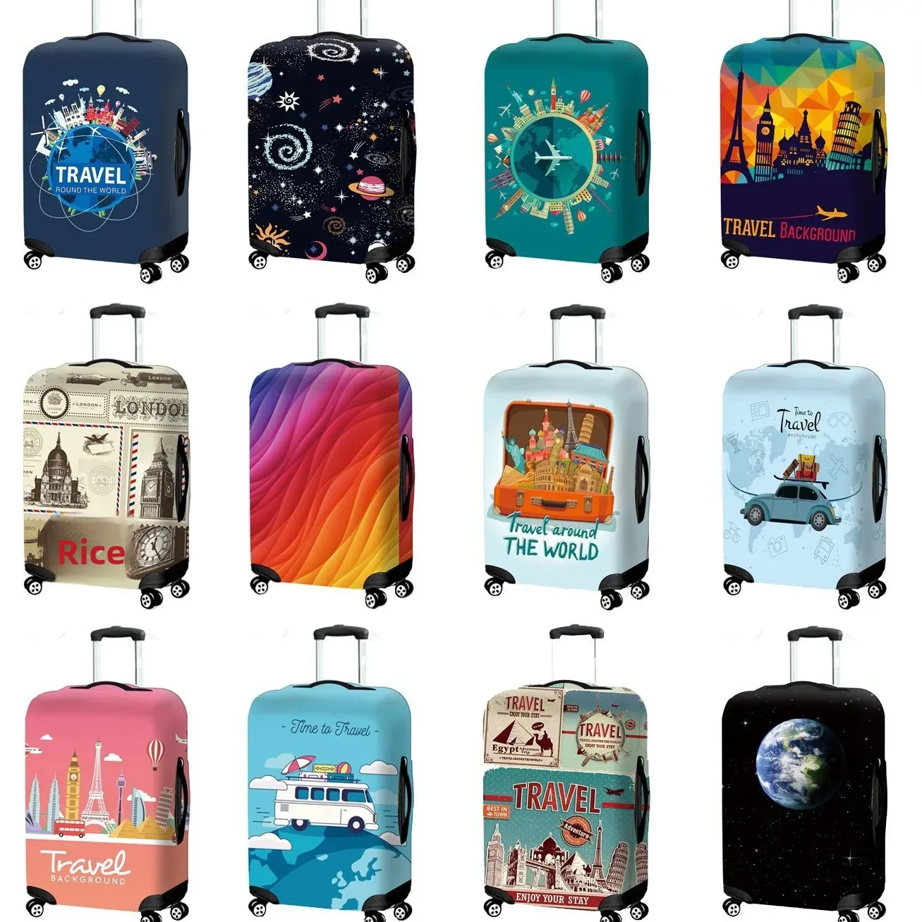 housse élastique anti-poussière pour bagages de vacances, sac de protection avec roues universelles, coque extérieure de valise en cuir