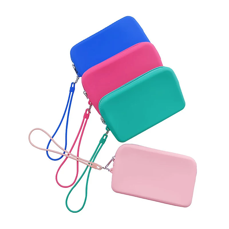 Sac de rangement carré en Silicone pour cosmétiques, porte-brosse de maquillage de voyage, sac de rangement numérique Portable, étui étanche