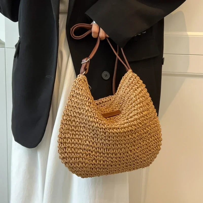 designer décontracté été à la main en rotin sac à bandoulière paille tricoté sacs à main et sacs à main dames sac à main sacs à bandoulière pour les femmes