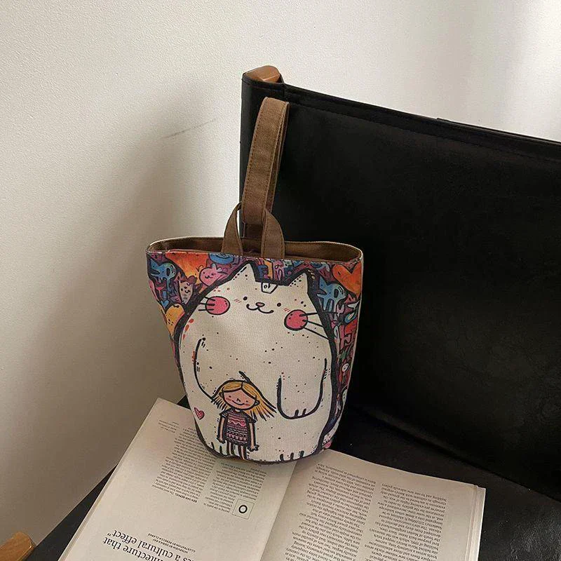 sac seau portable en toile pour fille, sac à main pour téléphone portable, mignon, 2025