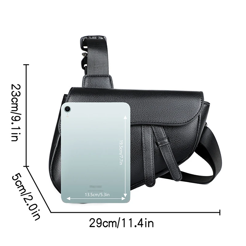 sac à bandoulière pour hommes, sac de selle en cuir de haute qualité, fermeture éclair premium, sac de poitrine simple de couleur unie, sacoche pour hommes d'affaires