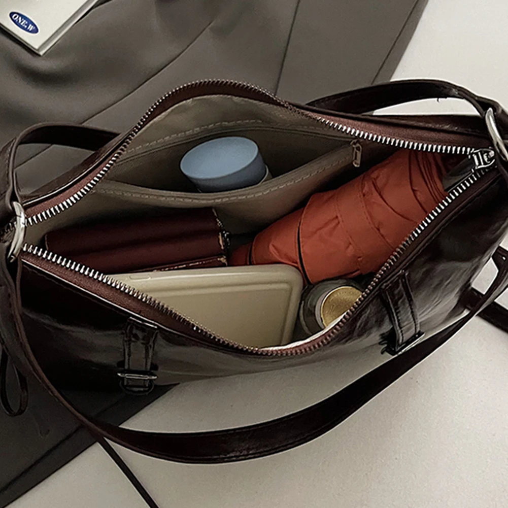 sac à bandoulière en cuir pu pour femme, sangle réglable avec poche intérieure, sacoche pour le travail et les voyages