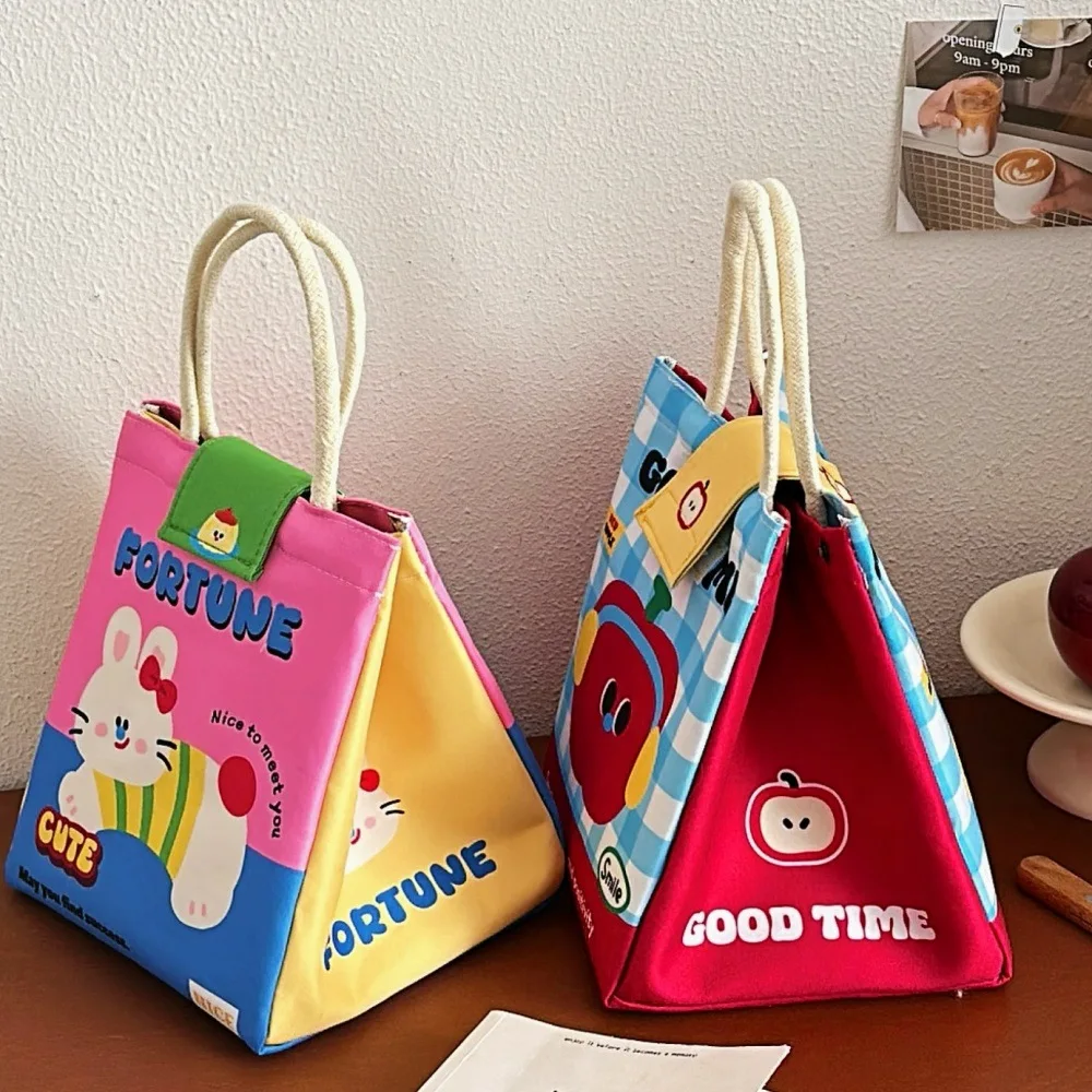 sac à bento mignon pour employés de bureau, fourre tout de grande capacité, sac de conservation isolé de dessin animé, sac de boîte à déjeuner pour étudiants