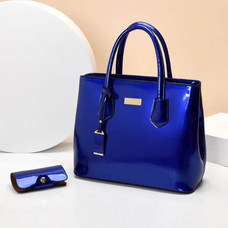sac à main en cuir verni de haute qualité pour femme, fourre tout de luxe, paquet de cartes, sacoche de styliste