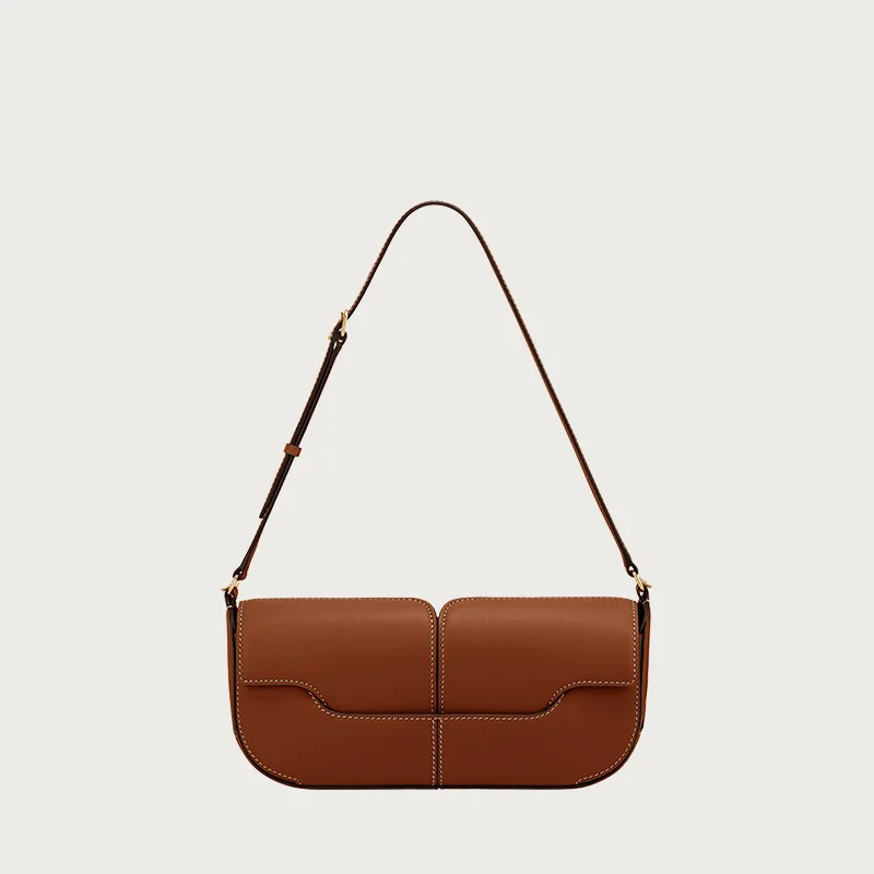 niche automne et hiver sac sous les bras à une épaule, sac à main en peau de vache, sac baguette à main décontracté et simple
