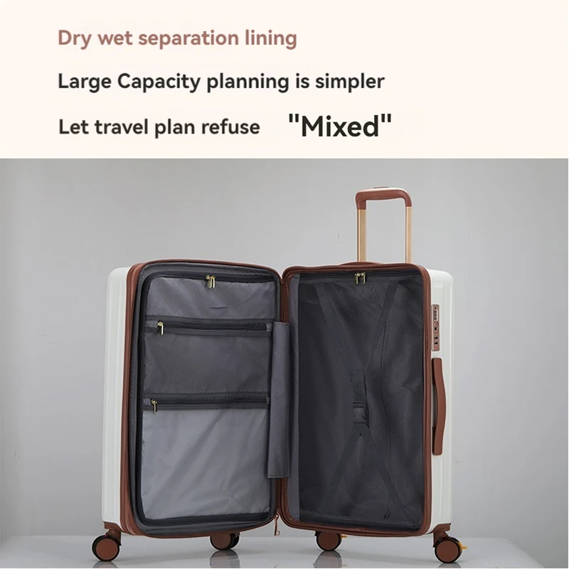 1 piece set 20/ 24inch boarding large capacity expandable suitcase anti scratch surface customs lock shock absorbing brake silent universal wheel two dry and wet separation trolley case suitable for business vacation seaside travel school use
