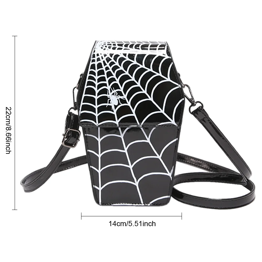 sac à bandoulière en cuir pu pour femme, motif toile d'araignée, sac hobo gothique, forme de cercueil, sac initié, halloween cosplay, sacs pour téléphone portable