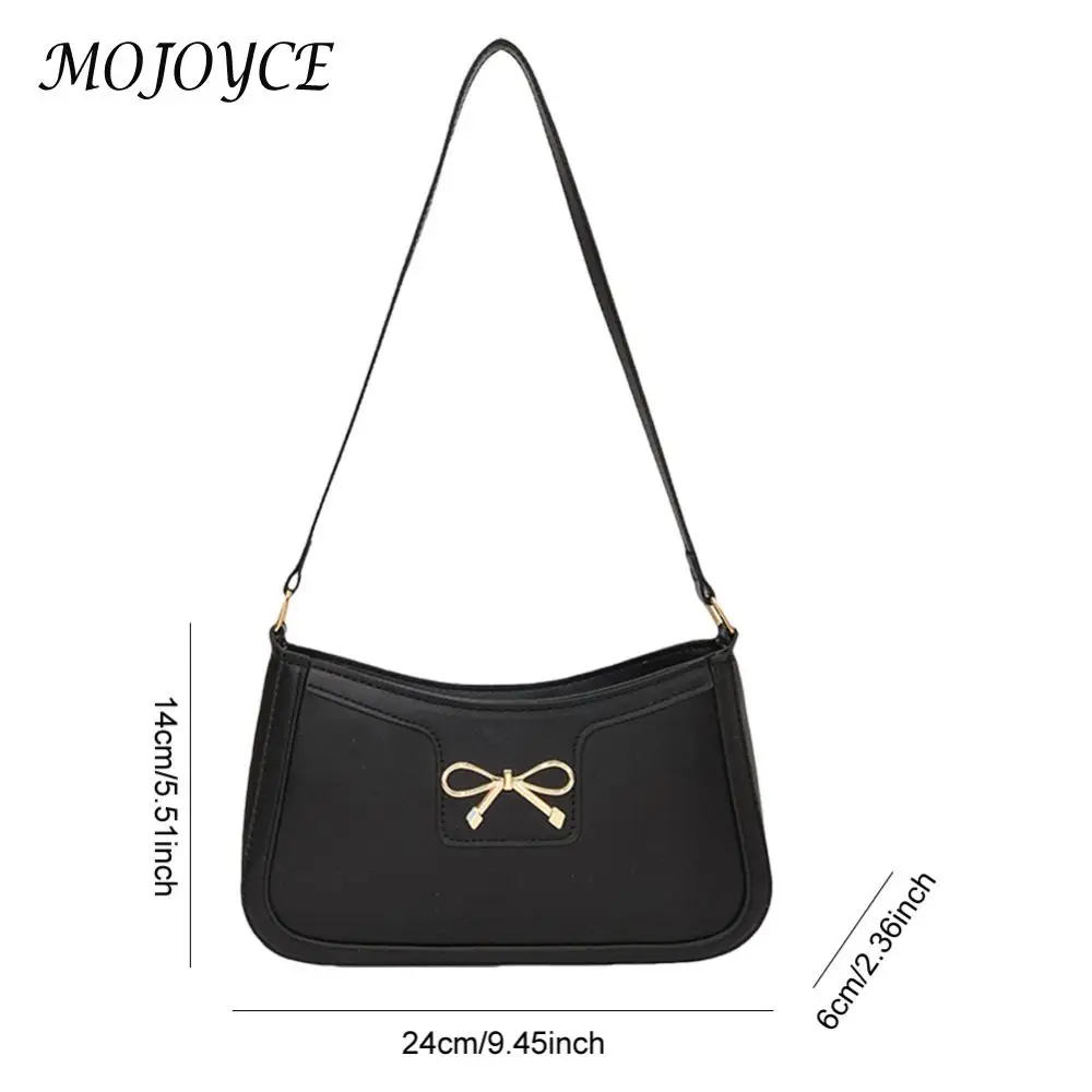 sac sous les bras en cuir pu pour femmes, sac à bandoulière tendance, couleur unie, sac à bandoulière avec nœud papillon, sac de transport pour femmes