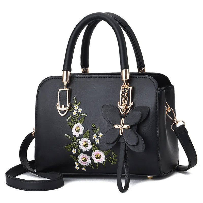 petit sac carré brodé à la mode pour femmes, sac à bandoulière simple, sac à main de style artistique frais, usage quotidien décontracté