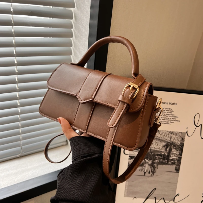 sac à main en cuir pu pour femme, sac à bandoulière, sac sous les bras vintage, cartable carré, noir, mode initiée