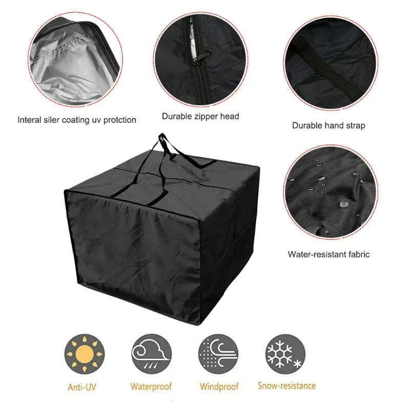 sac de rangement à coussin carré, housse de protection étanche avec fermeture éclair et poignée, mobilier de jardin, valise de siège