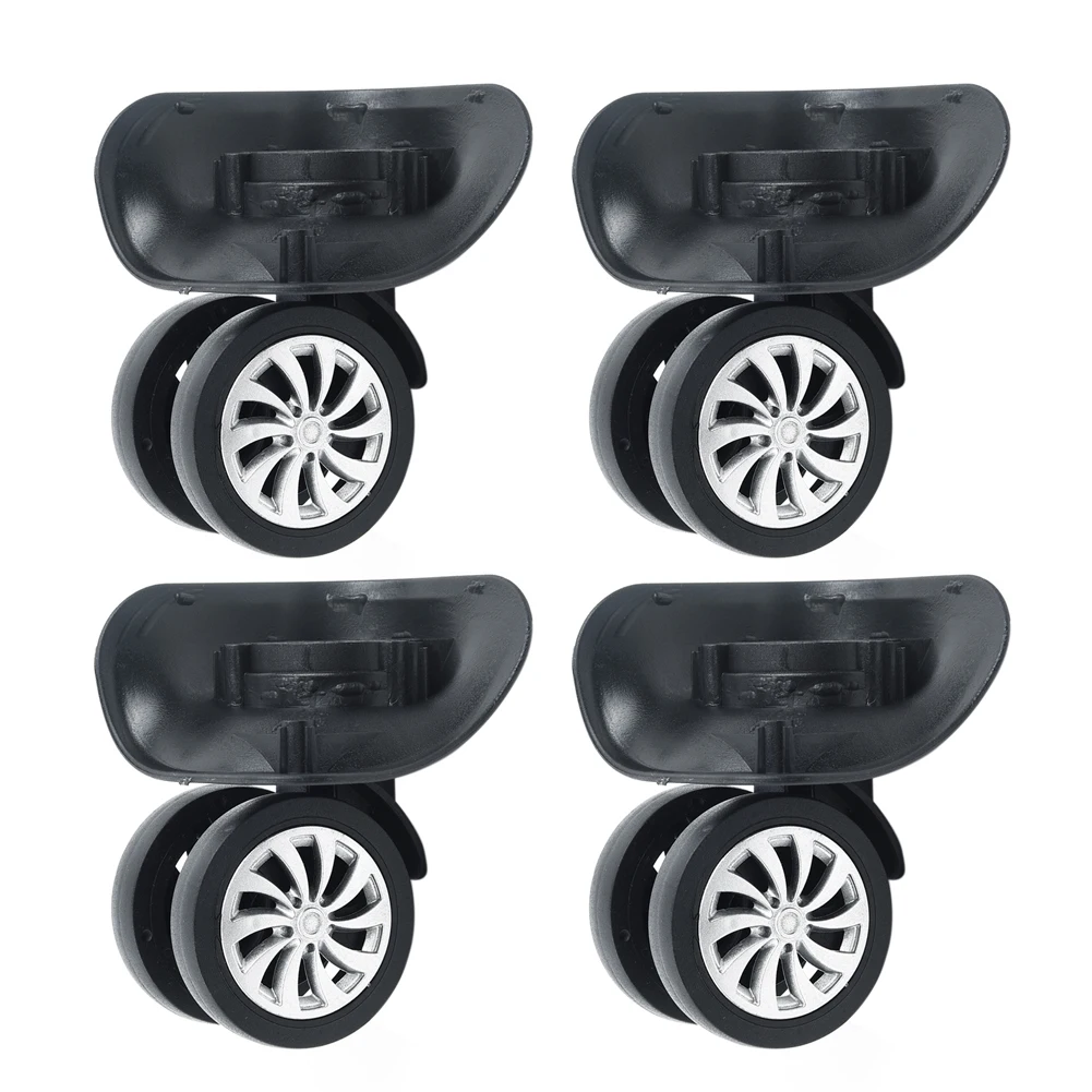 ensemble de 4 roues à double rouleau noires, roues de rechange pour valise à bagages, adaptées au bricolage, adaptées aux sacs et aux coques de chariot