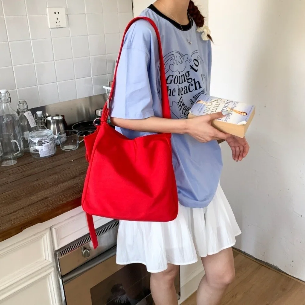 ins style – sac fourre tout carré de couleur unie, sac à bandoulière polyvalent en toile de grande capacité, sacs à main de loisirs élégants pour femmes